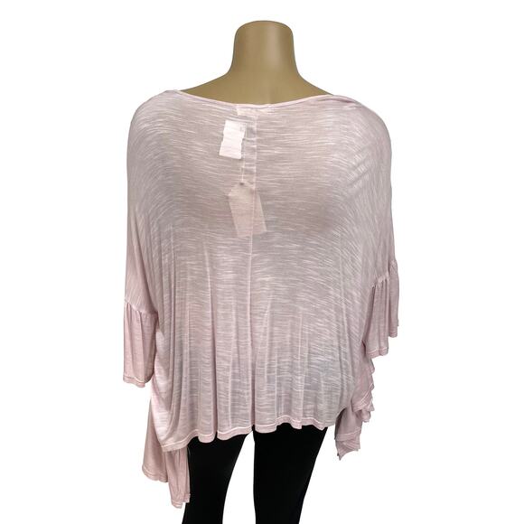 Entro Embroidered Waterfall Melange Poncho Sz L New Pink Boho Peasant Top - Picture 4 of 10